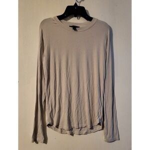 Truth by Republic Women's Ribbed Long Sleeve Top Light Beige Size L